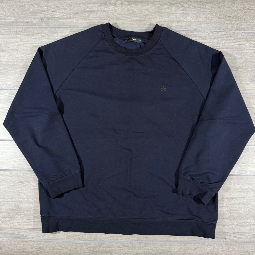AVVA Men's Navy Blue Raglan Sleeve Crewneck Sweatshirt XXL